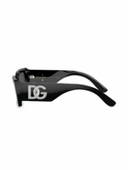 Dolce & Gabbana Eyewear Black Crystal-Embellished Rectangle-Frame Sunglasses