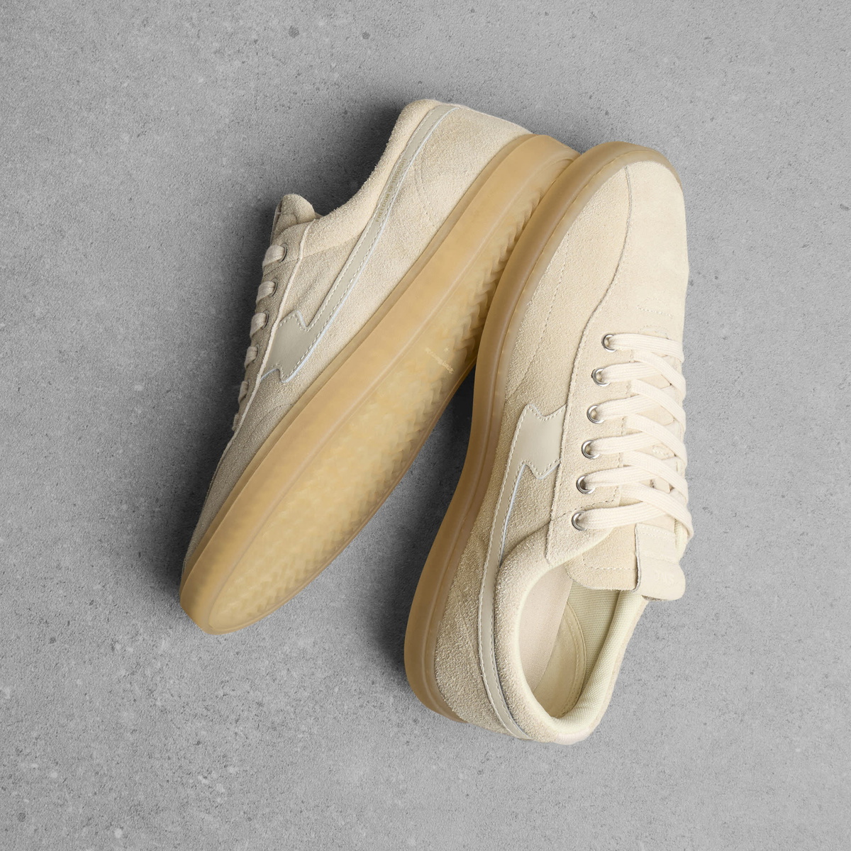 Stepney Workers Club Men's Surma S-Strike Suede Sneaker in Oat