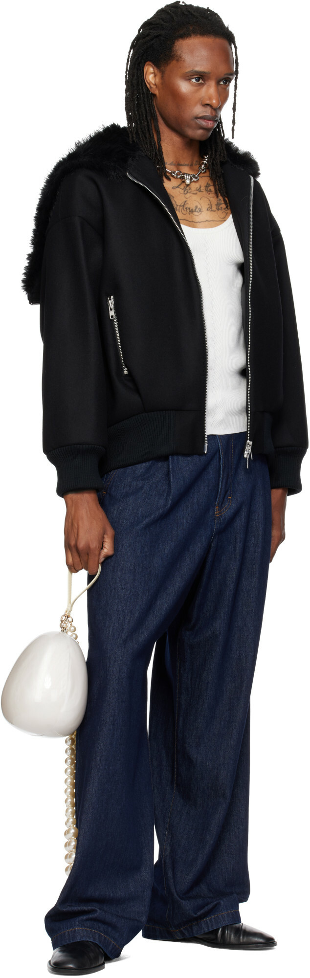 Simone Rocha Off-White Large Pearl Egg Bag