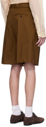 CMMN SWDN SSENSE Exclusive Brown Marshall Pleated Shorts