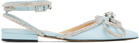 MACH & MACH Blue Double Bow Ballerina Flats