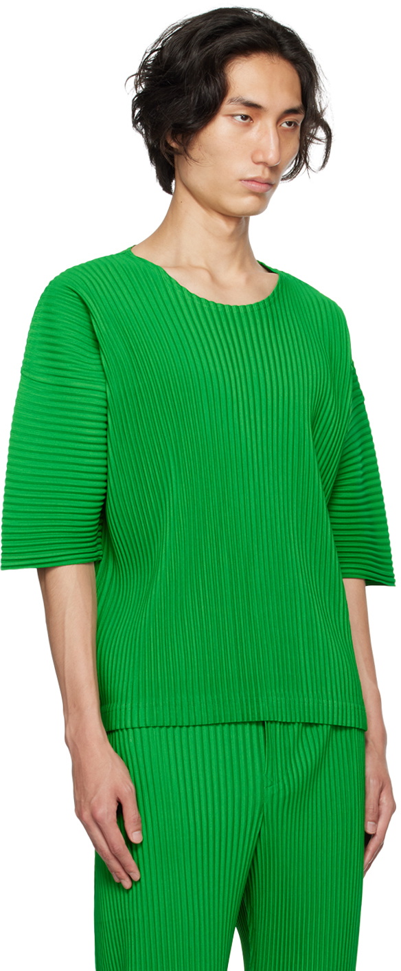 カタログギフトも！ Issey Plissé Homme Miyake T-Shirt July Color Monthly Green トップス