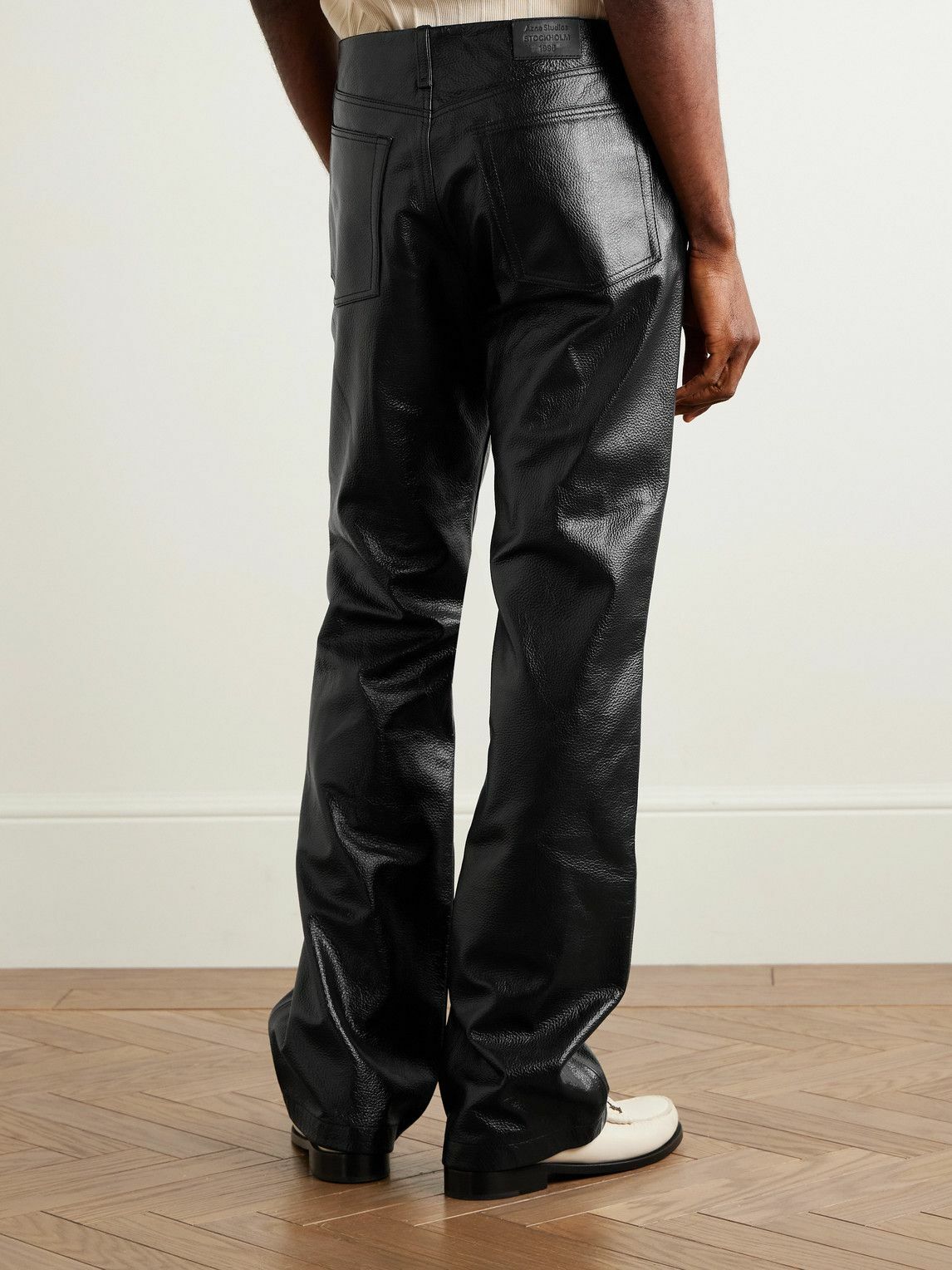 Acne Studios - Lolen Straight-Leg Full-Grain Leather Trousers - Black