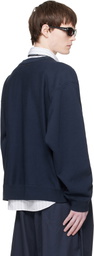 Hed Mayner Navy Embroidered-Logo Sweatshirt