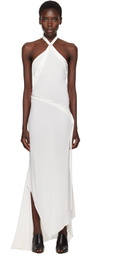 AARON ESH White Asymmetric Halter Maxi Dress