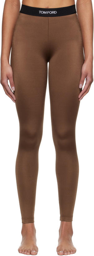 Photo: TOM FORD Brown Lustrous Signature Leggings
