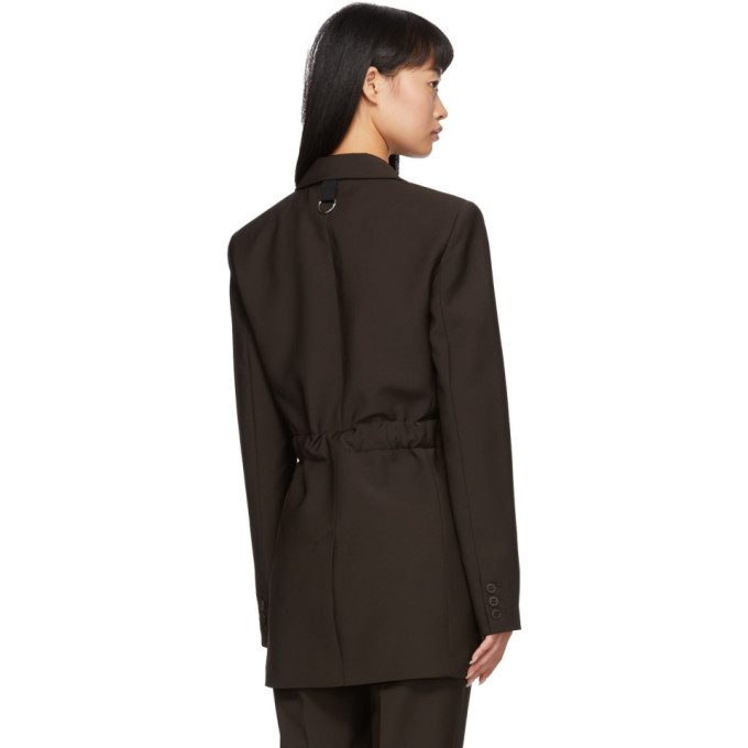 Tibi Brown Belted Wool Blazer Tibi