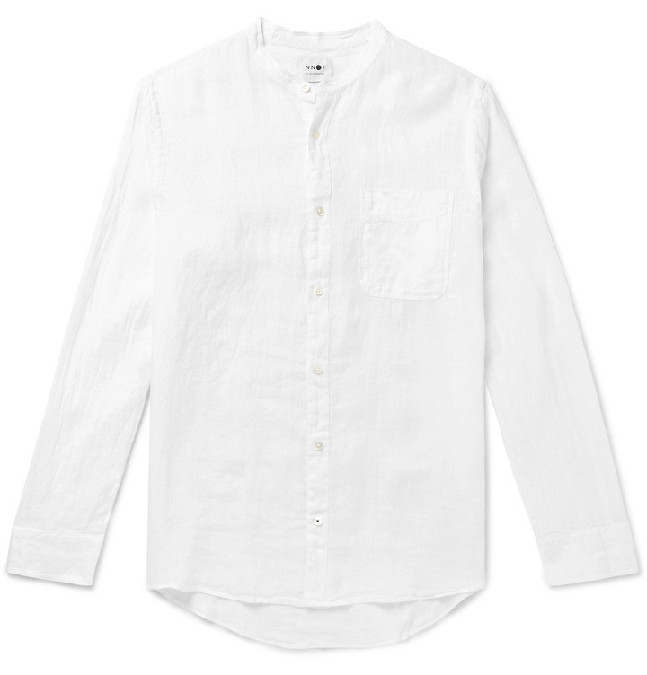 Photo: NN07 - Justin Grandad-Collar Linen Shirt - White