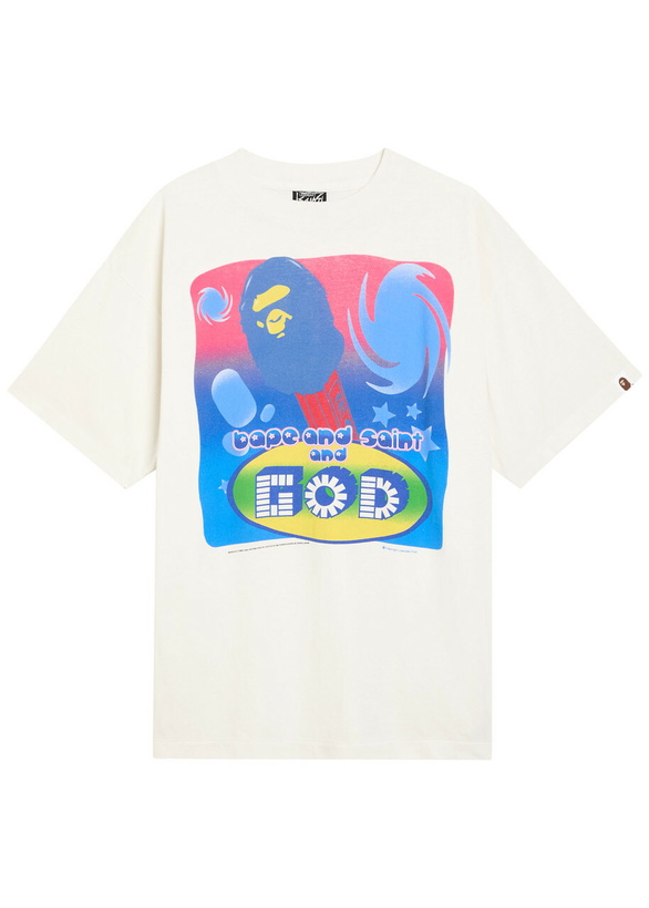 Photo: Saint Mxxxxxx X A Bathing Ape God Printed Cotton T-shirt White