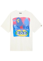 Saint Mxxxxxx X A Bathing Ape God Printed Cotton T-shirt White
