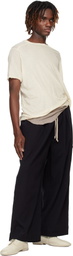 Jan-Jan Van Essche Black O-Project Cotton Linen Seersucker Wide Trousers