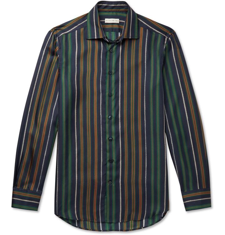 Photo: Etro - Striped Silk-Twill Shirt - Green