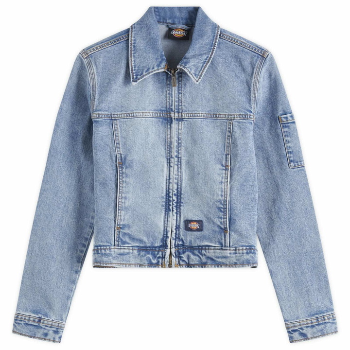 Photo: Dickies Women's Denim Slim Jacket in Rinsed Blue