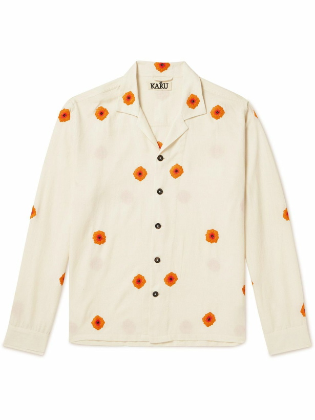 Photo: Karu Research - Camp-Collar Embellished Embroidered Cotton Shirt - White