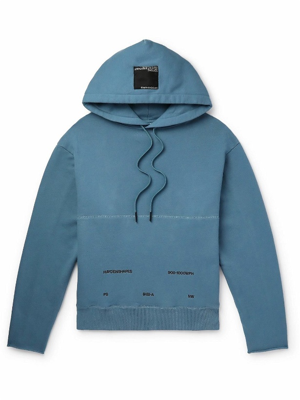 Photo: HAYDENSHAPES - Waves Per Hour Logo-Embroidered Cotton-Jersey Hoodie - Blue