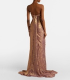 Marmar Halim Caped pleated bustier gown