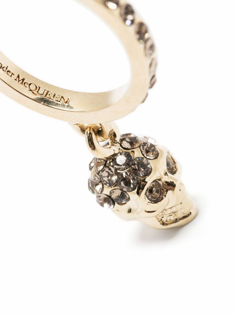ALEXANDER MCQUEEN スカル エンヘリッシュト フフ ヒアス Alexander McQueen Bee Crystal Studded Skull Silver Tone Ring