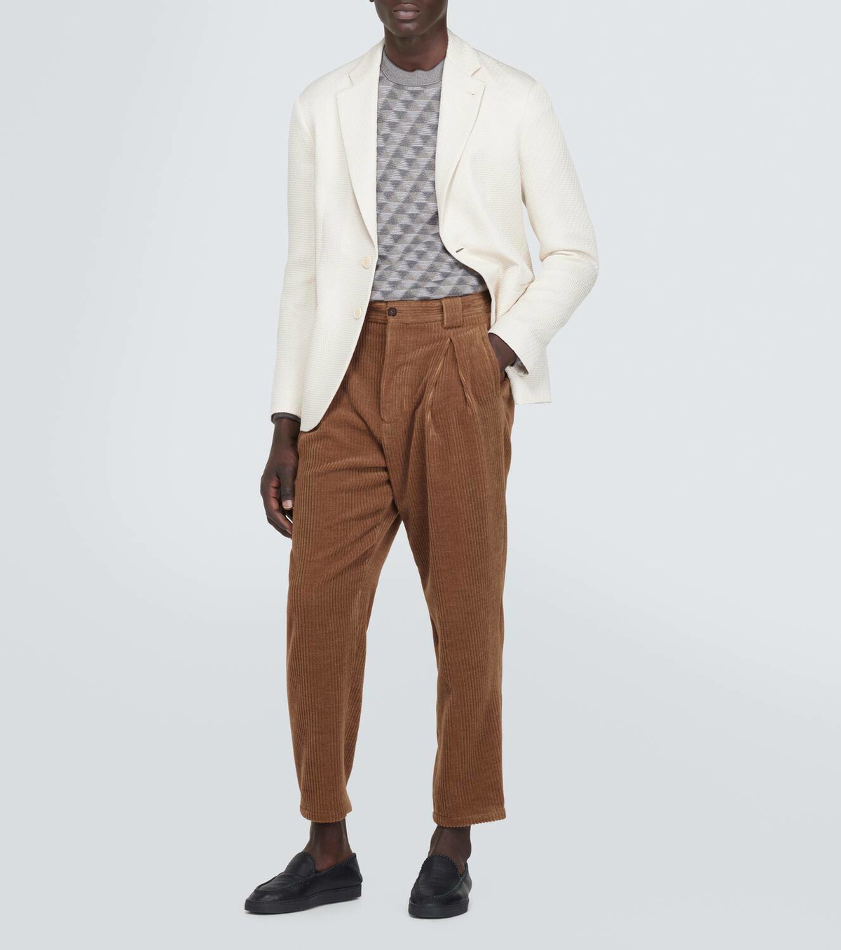Wool and cashmere corduroy tapered pants in brown - Giorgio