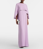 Costarellos Crystal-embellished caped gown