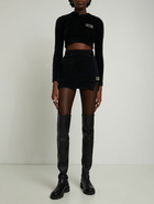 GCDS Fuzz Long Sleeve Crop Top