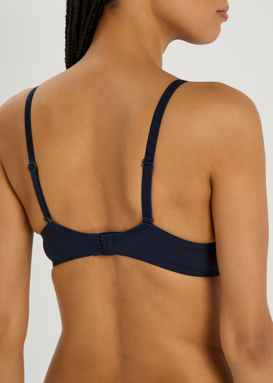 Simone PÉRÈLE Wish Floral-embroidered Tulle Plunge bra Dark Blue