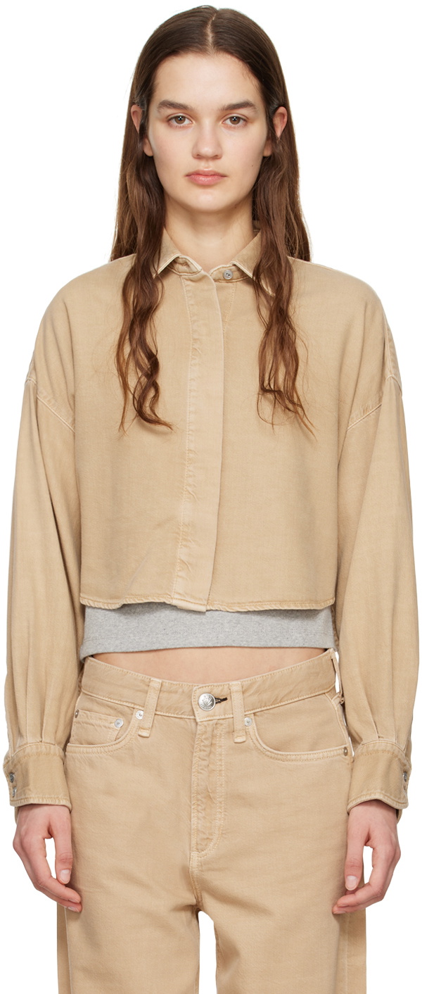 rag bone Beige Ultra Featherweight Beatrice Shirt Rag and Bone