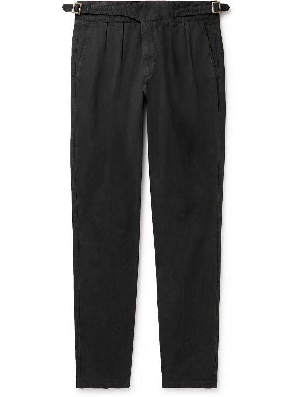 Photo: Rubinacci - Manny Tapered Pleated Cotton-Twill Trousers - Black