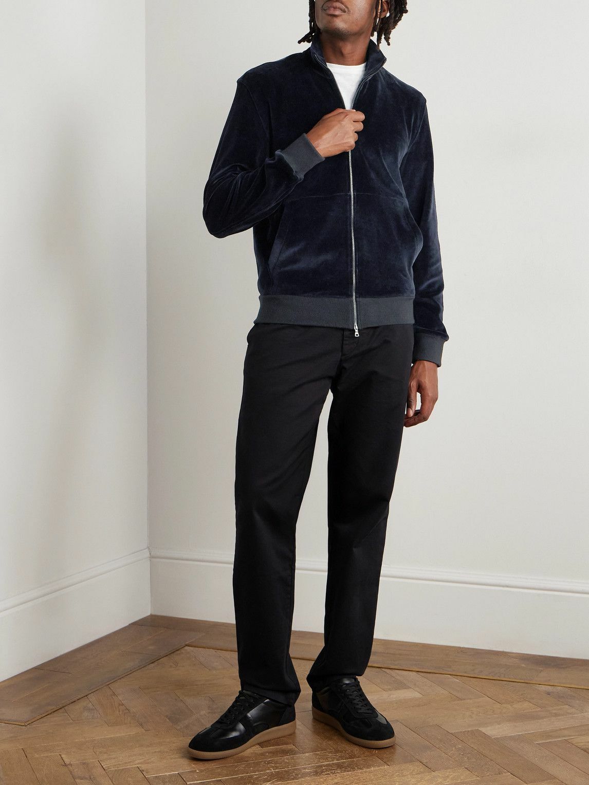 Orlebar Brown - Cassian Cotton-Blend Velour Track Jacket - Blue