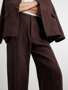 Kartik Research - Rabari Embroidered Straight-Leg Linen Suit Trousers - Brown