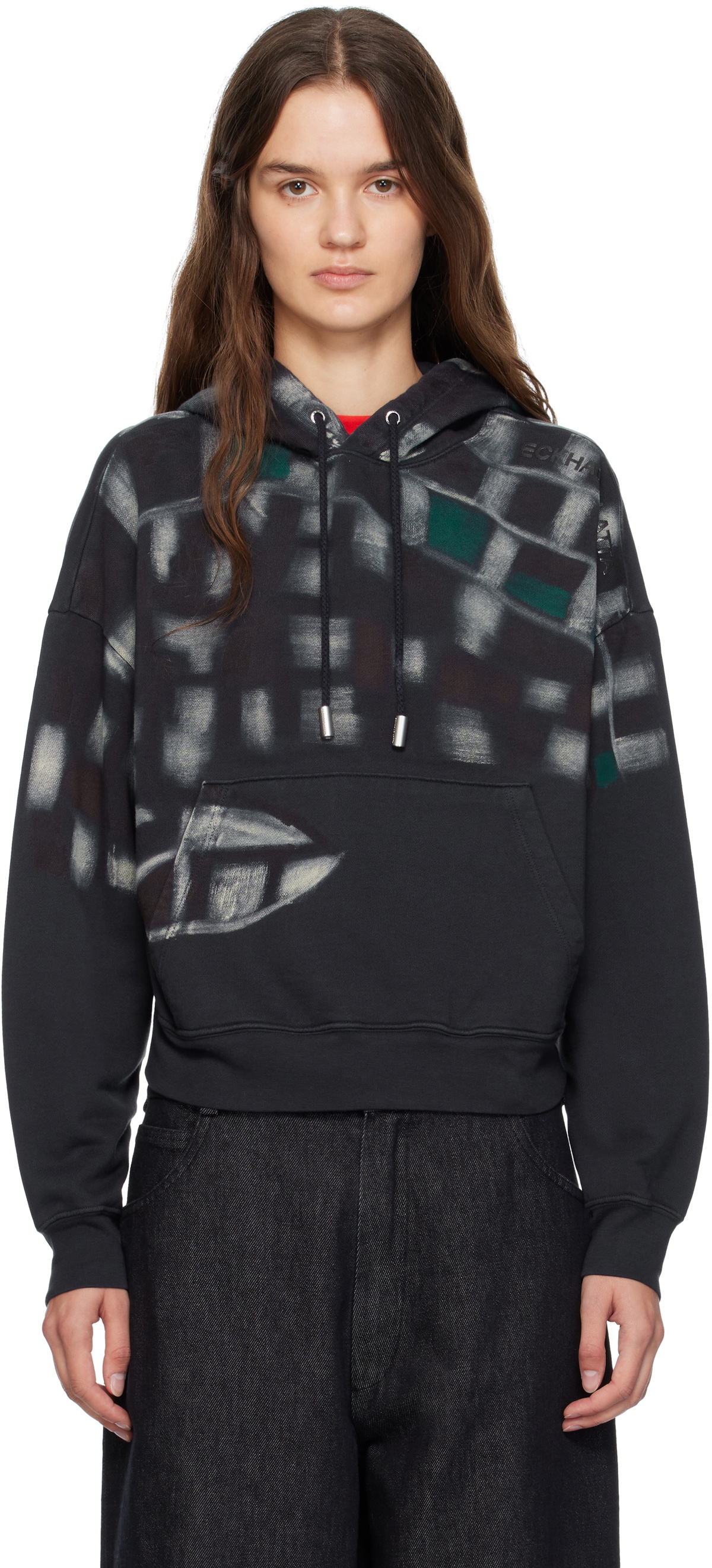 Eckhaus Latta Navy Garment-Dyed Hoodie