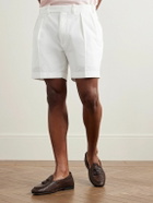 Ralph Lauren Purple label - Slim-Fit Straight-Leg Garment-Dyed Stretch-Cotton Twill Shorts - White