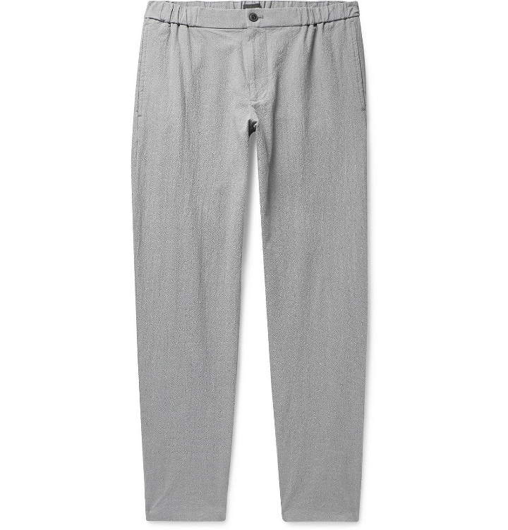 Photo: Club Monaco - Lex Tapered Textured Cotton-Blend Trousers - Gray