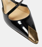 Alessandra Rich Paneled patent leather pumps