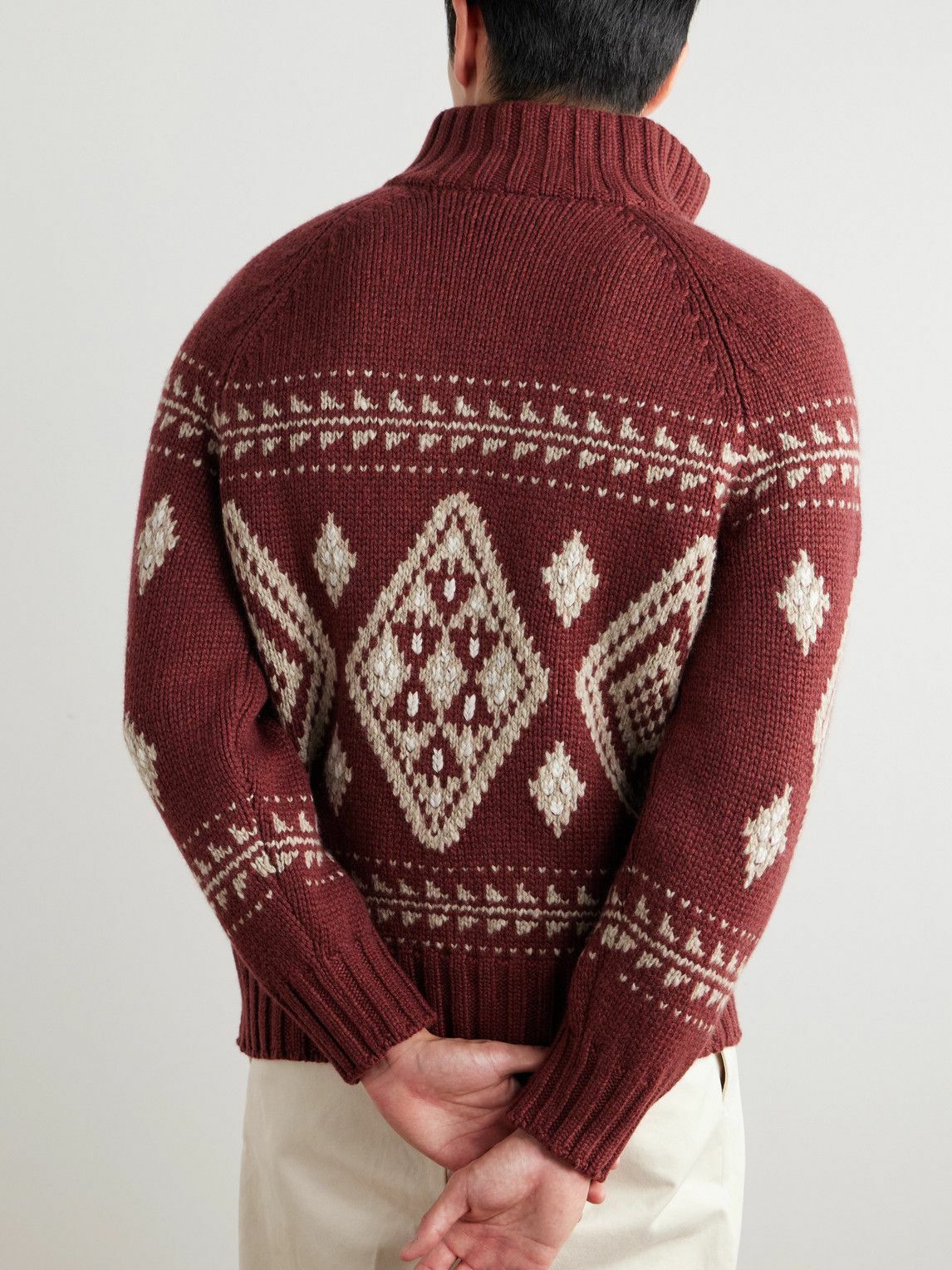 Brunello Cucinelli - Jacquard-Knit Cashmere Zip-Up Cardigan