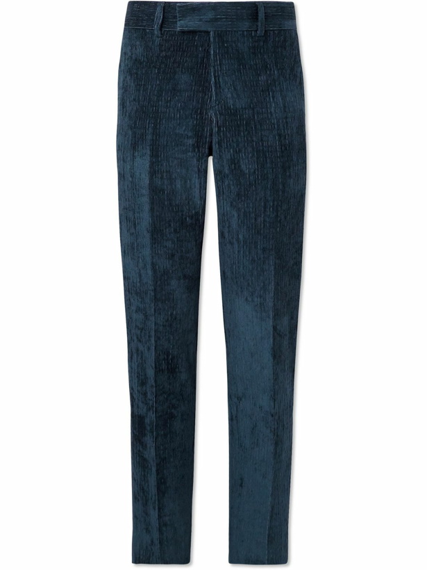 Photo: Lardini - Slim-Fit Straight-Leg Corduroy Suit Trousers - Blue