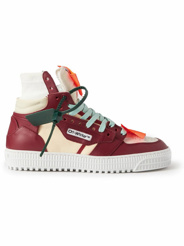 Photo: Off-White - 3.0 Off-Court Leather, Canvas and Suede High-Top Sneakers - Red