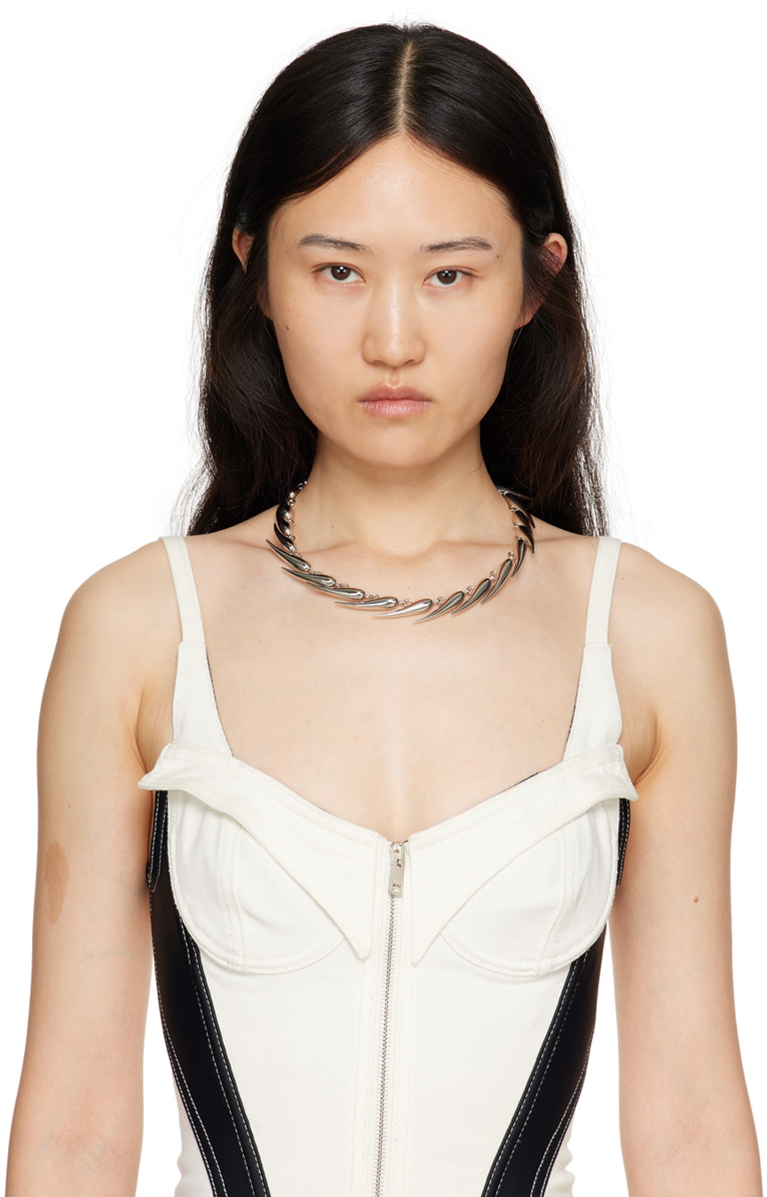 Mugler Silver Spike Necklace