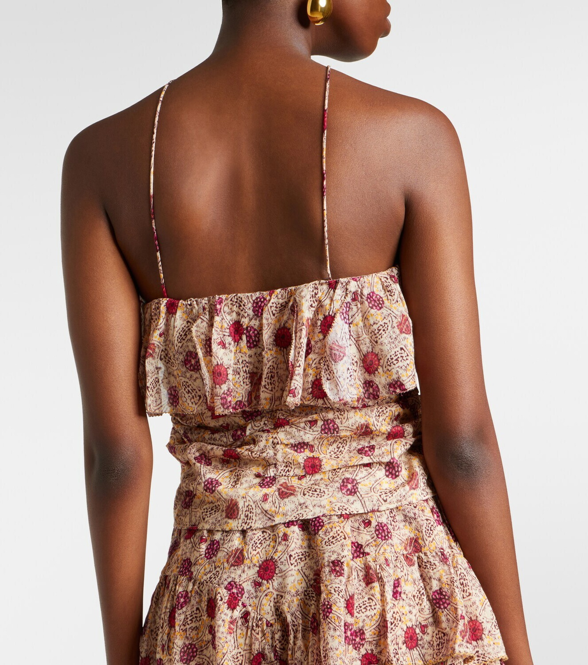 Marant Etoile Dijimia printed ruffled cotton top