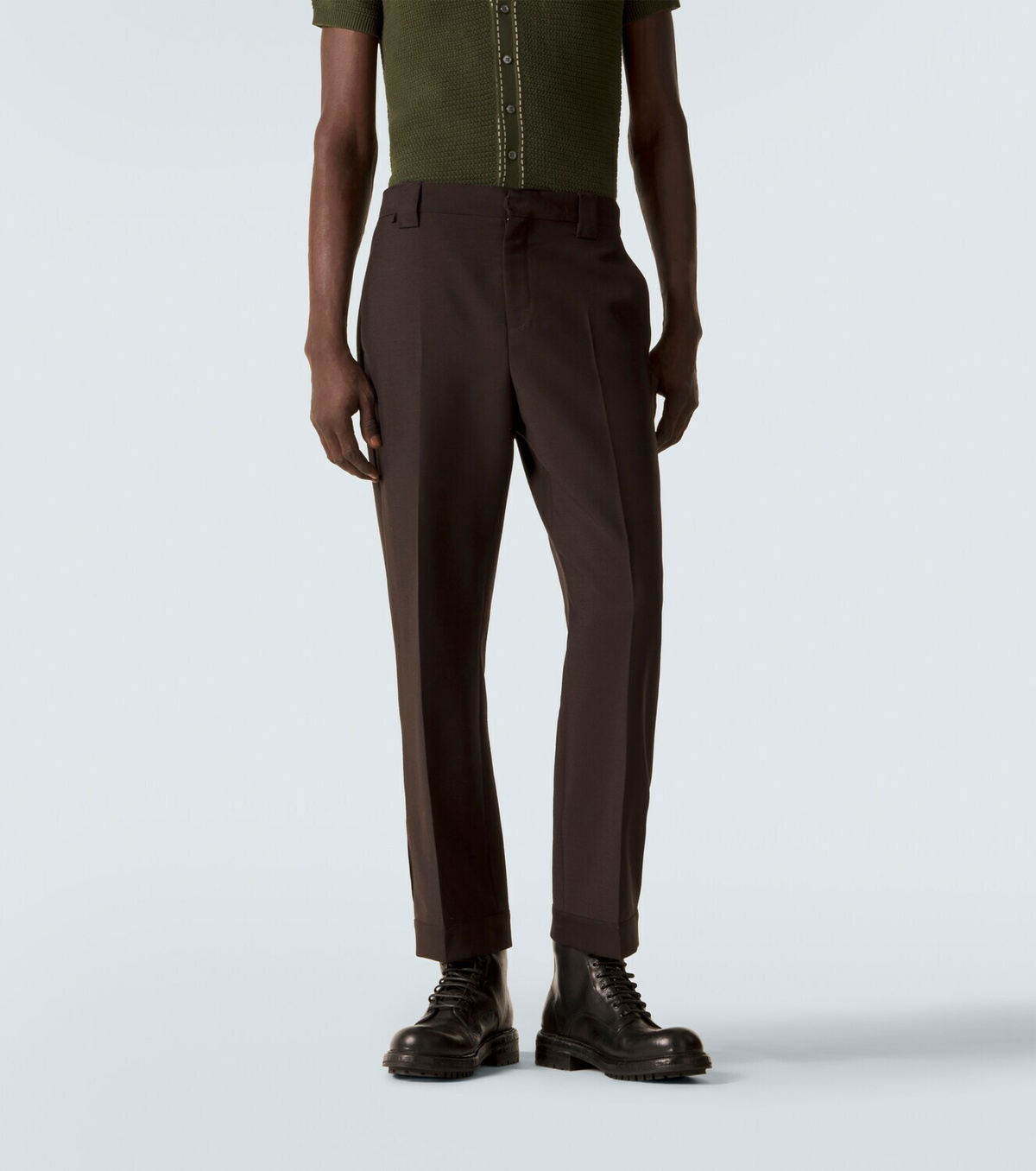 Versace Cropped wool and mohair straight pants