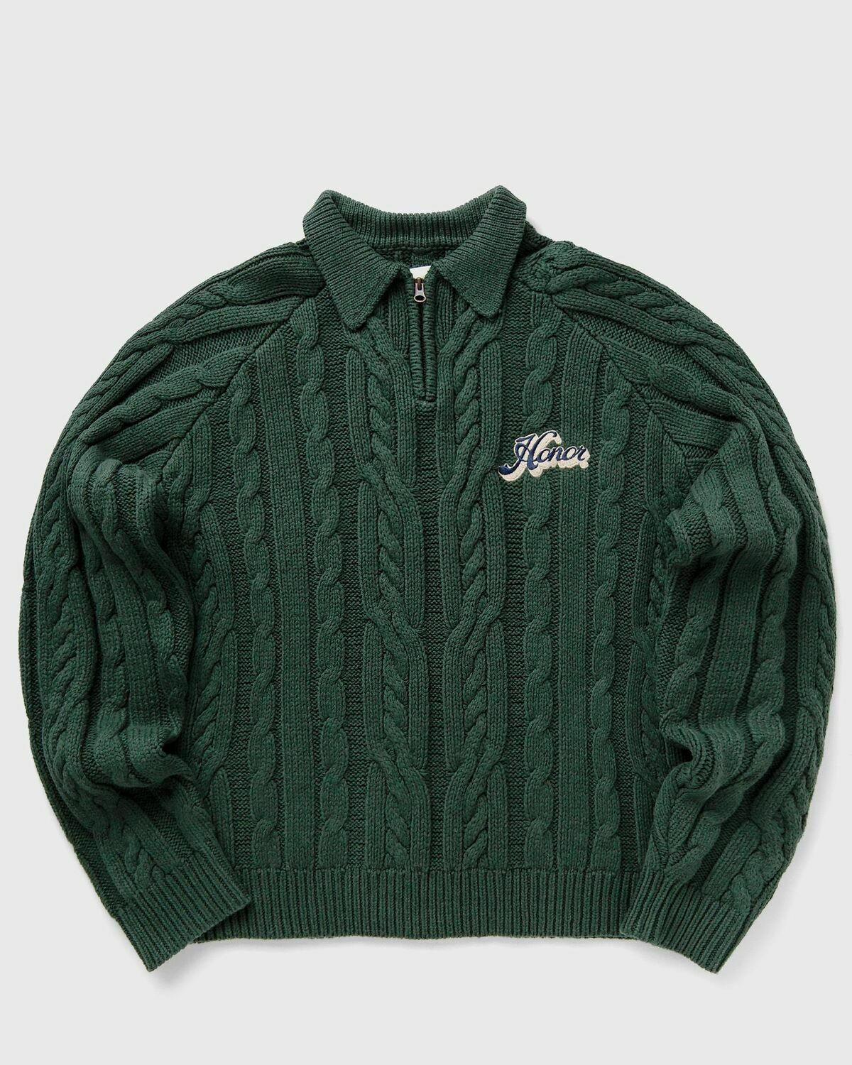 Honor The Gift CABLE ZIP LEISURE HENLEY Green Mens Pullover