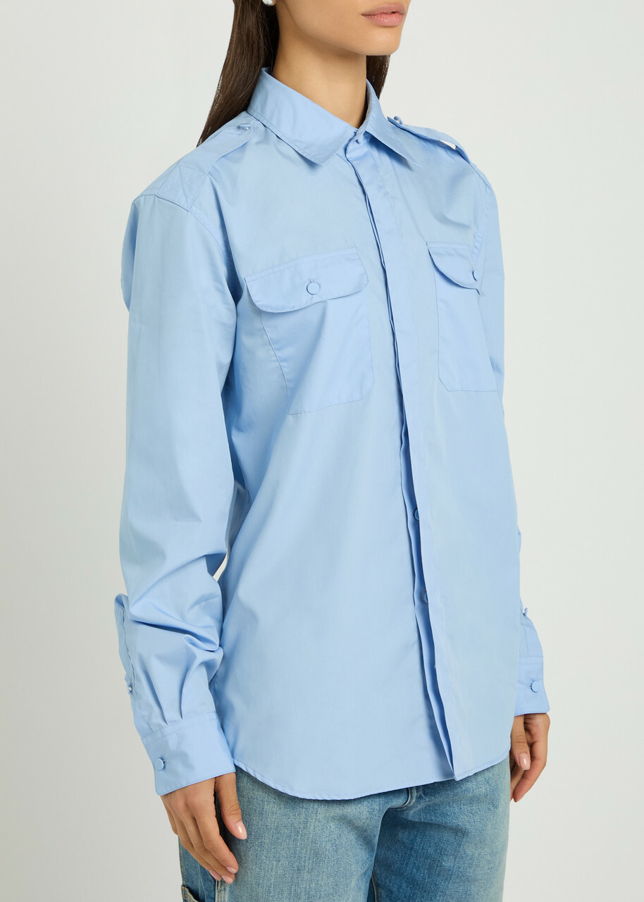 Aaron Esh Military Cotton-poplin Shirt Blue