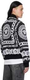 Versace Black Medusa Chains Reversible Bomber Jacket