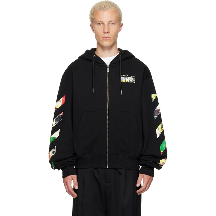 Photo: Off-White Black Industrial Arrow Regular Zip Hoodie