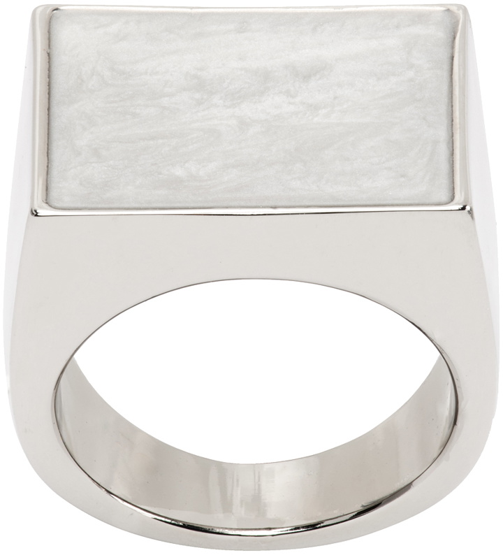 Photo: Dries Van Noten Silver & White Graphic Ring