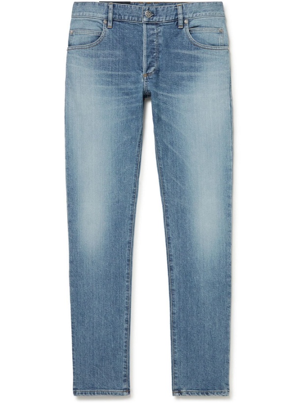 Photo: Balmain - Slim-Fit Logo-Embossed Denim Jeans - Blue