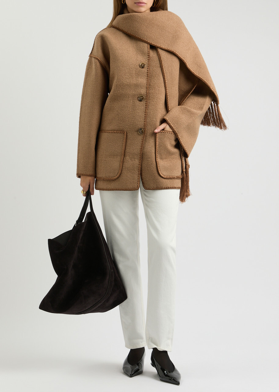 Toteme Scarf-effect Wool-blend Jacket Camel Toteme