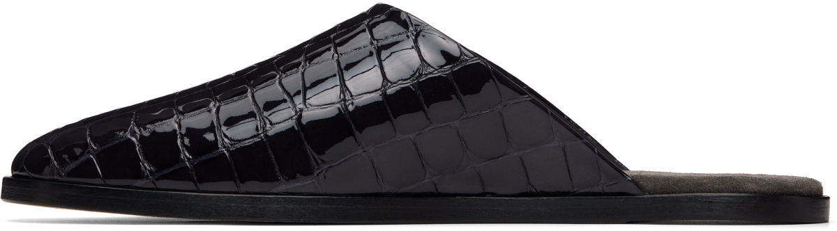 Fear of God Navy Croc-Embossed Slip-on Loafers