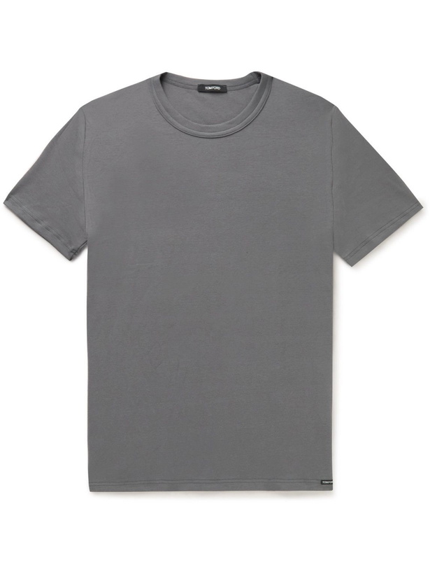 Photo: TOM FORD - Slim-Fit Stretch-Cotton Jersey T-Shirt - Gray