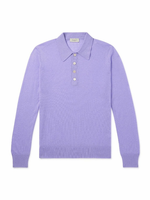 Photo: PIACENZA 1733 - Silk and Cashmere-Blend Polo Shirt - Purple
