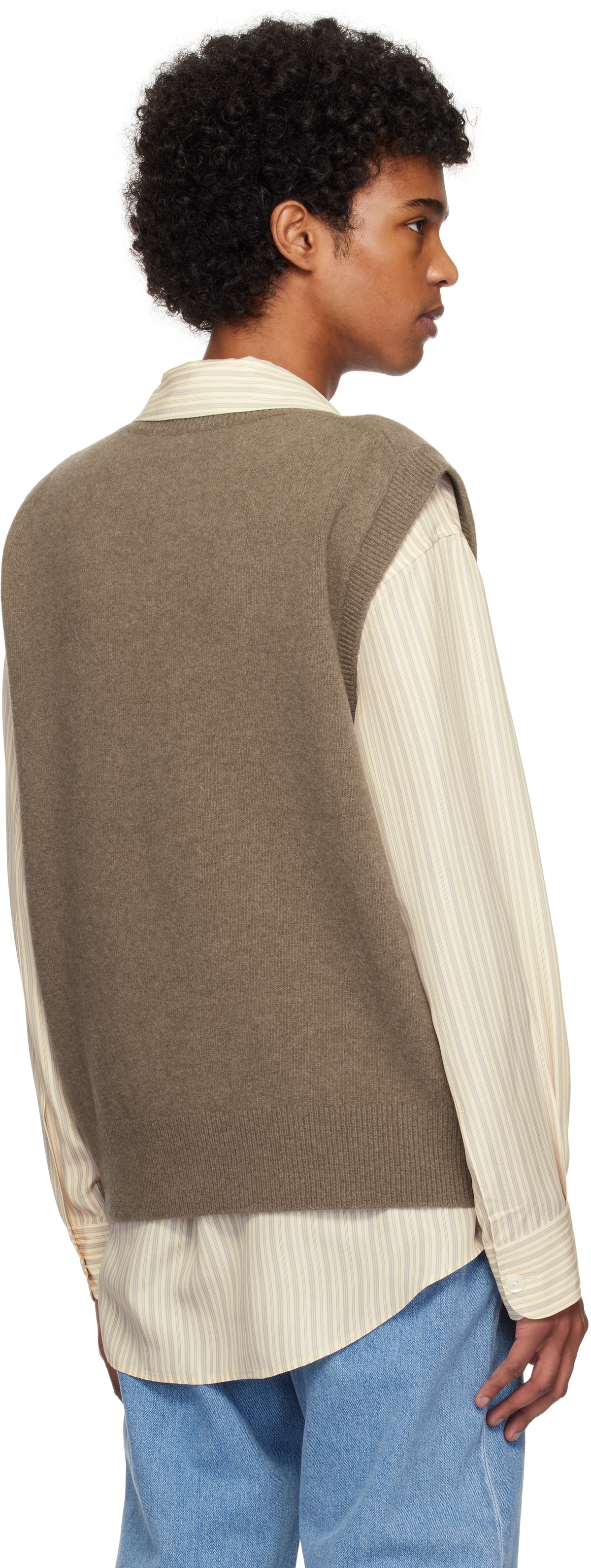 Róhe Taupe Relaxed Knitted Boiled Wool Vest